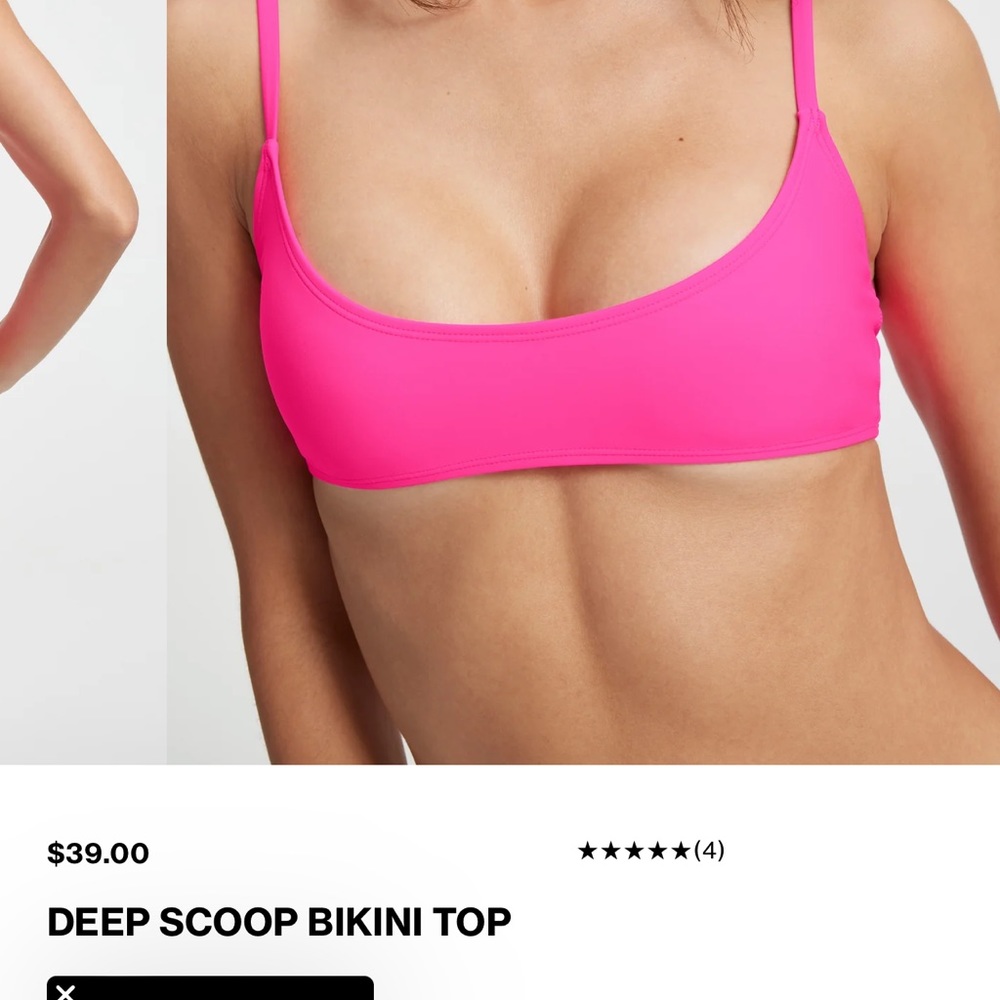 NWT Good American Deep scoop neck bikini top - neon pink size 4 - Picture 2 of 7